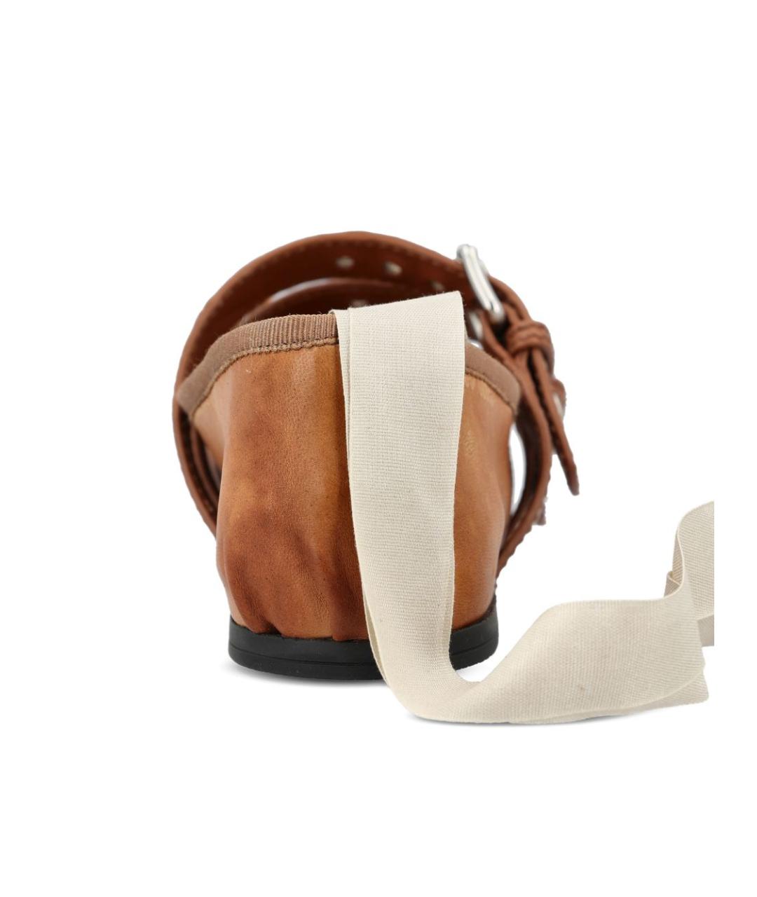 MIU MIU Коричневые кожаные балетки, фото 3