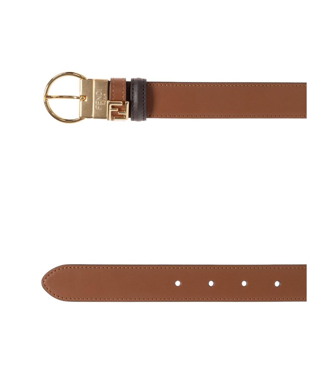 FENDI Коричневый кожаный ремень, фото 4