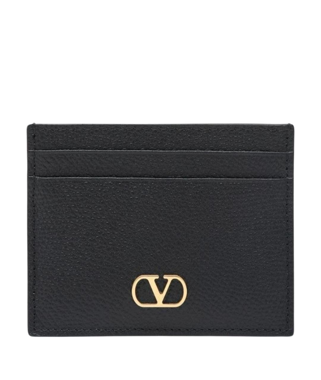 VALENTINO Черный кожаный кардхолдер, фото 1