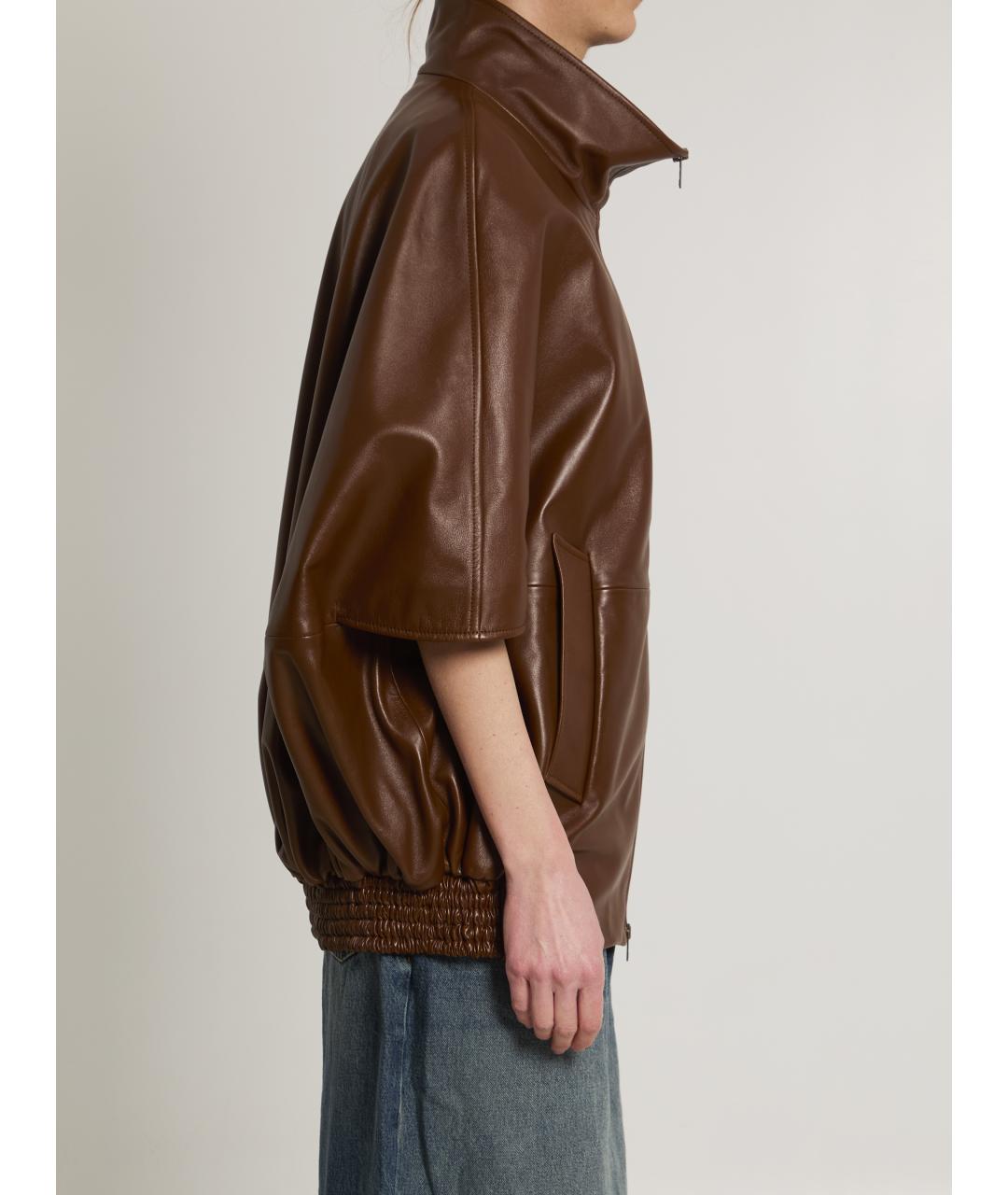 BALENCIAGA Коричневая кожаная куртка, фото 3