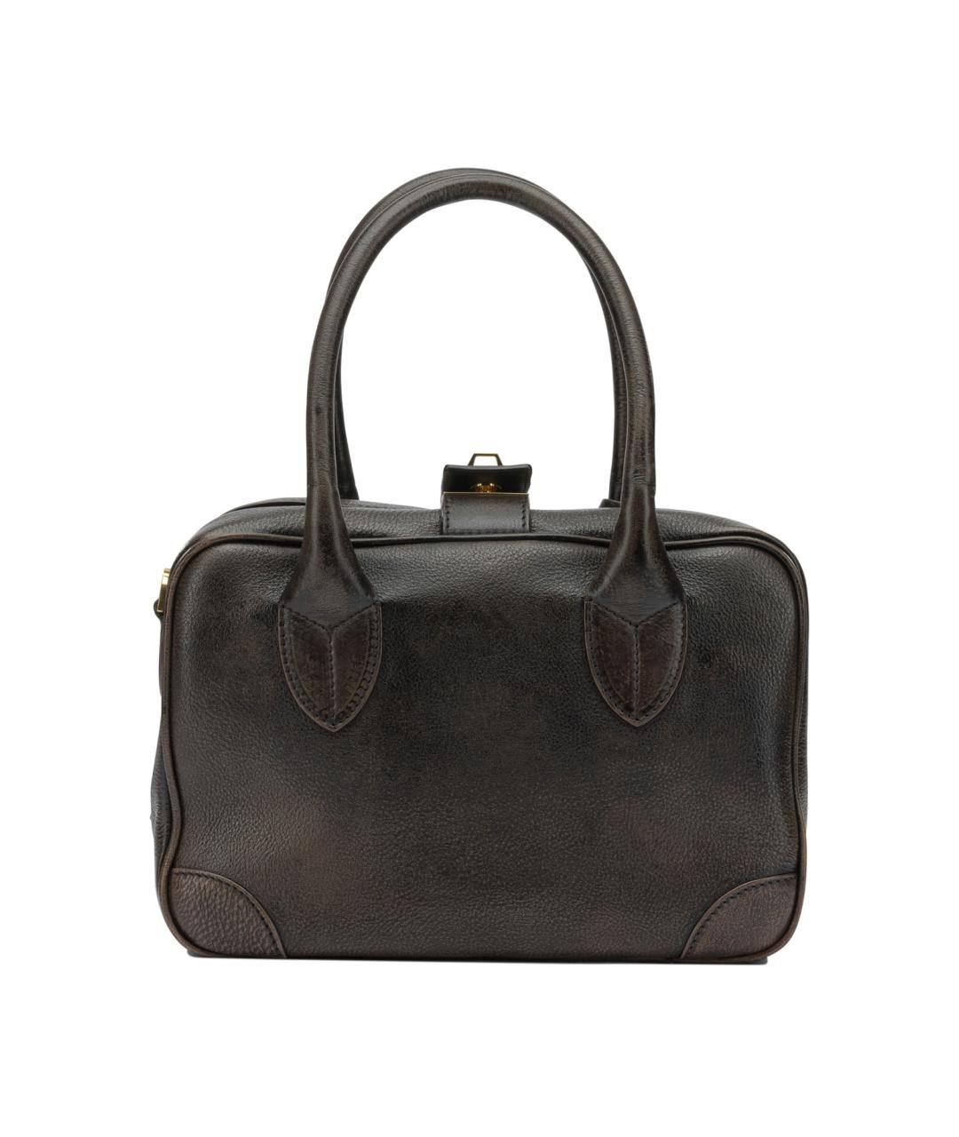 GOLDEN GOOSE DELUXE BRAND Коричневая кожаная сумка с короткими ручками, фото 3