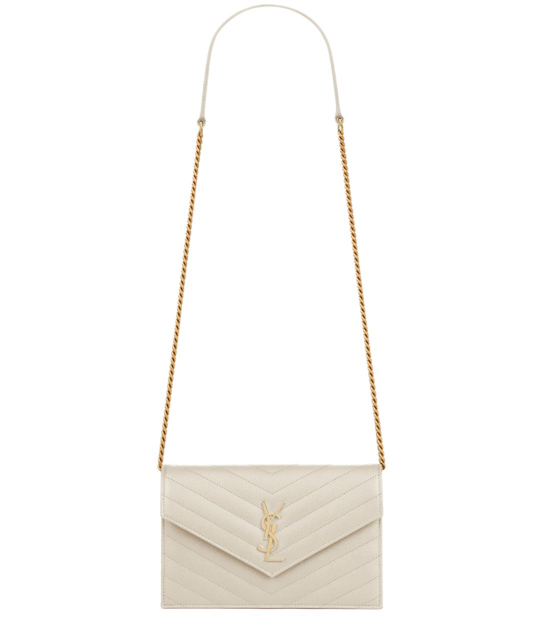 SAINT LAURENT Белая кожаная сумка через плечо, фото 1