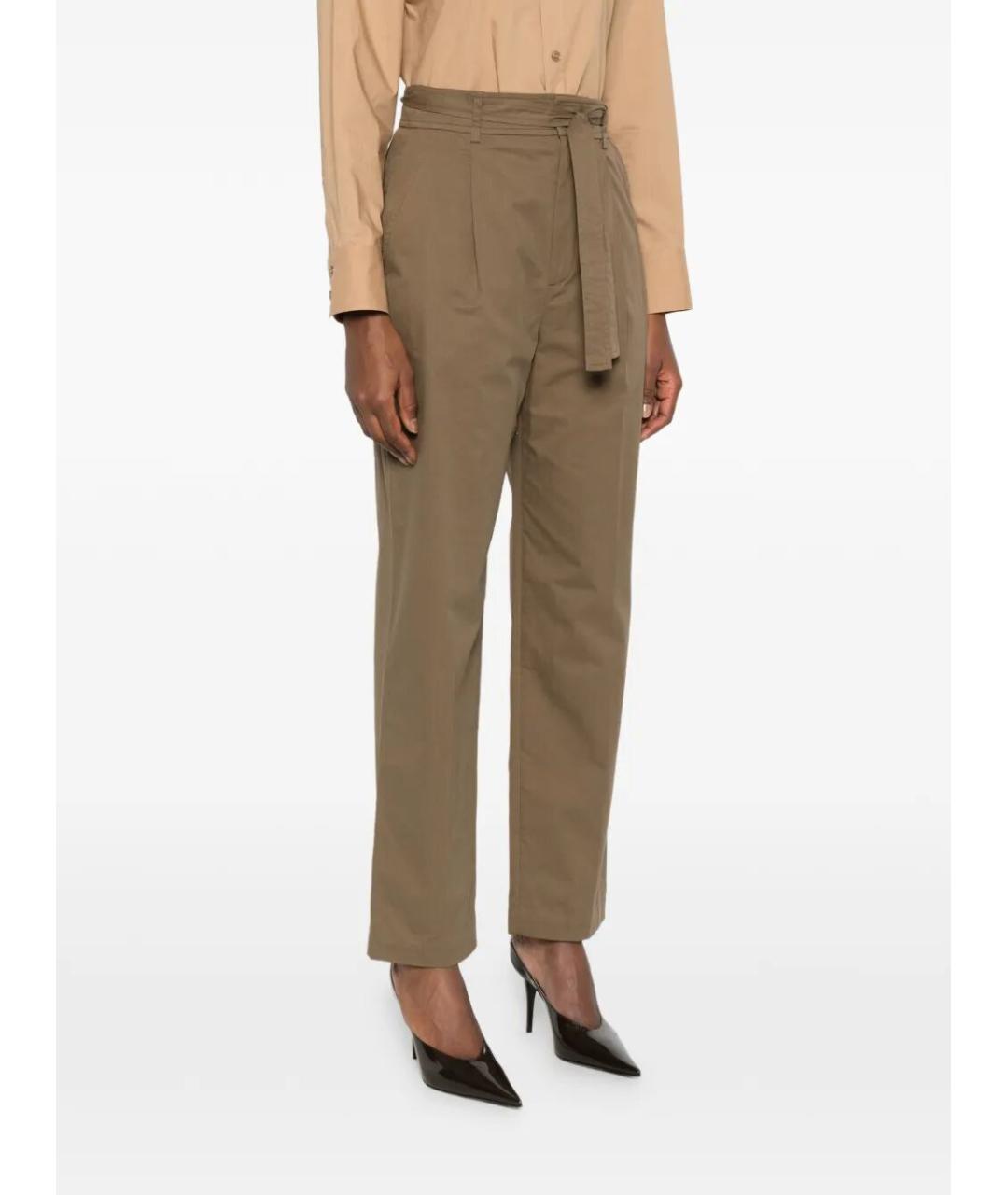 SAINT LAURENT Коричневые хлопковые прямые брюки, фото 4