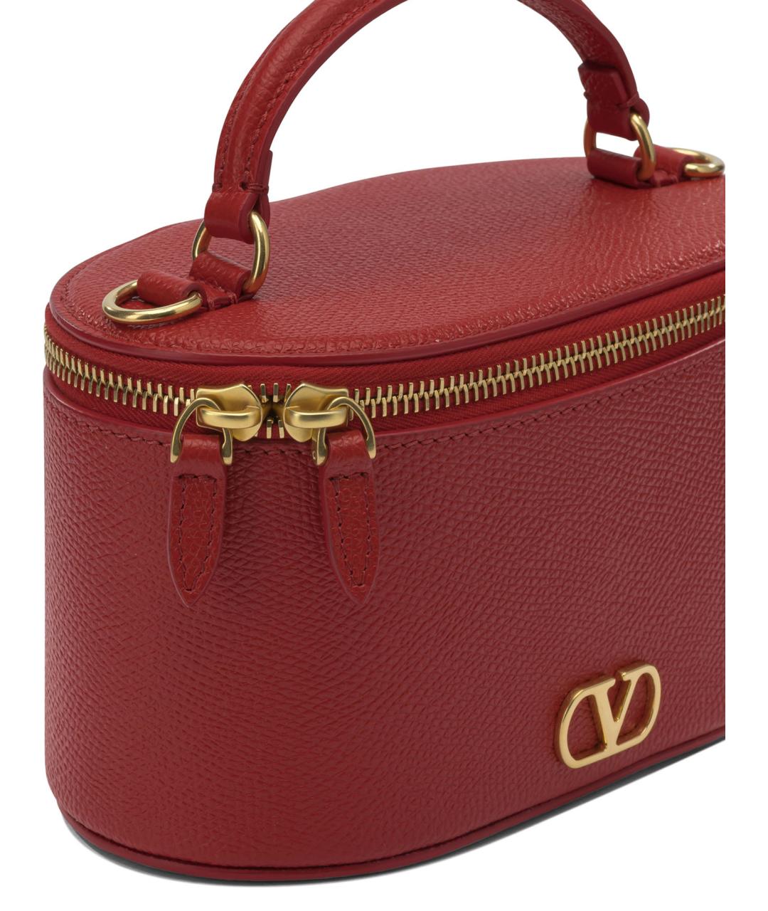VALENTINO Красная кожаная сумка с короткими ручками, фото 4