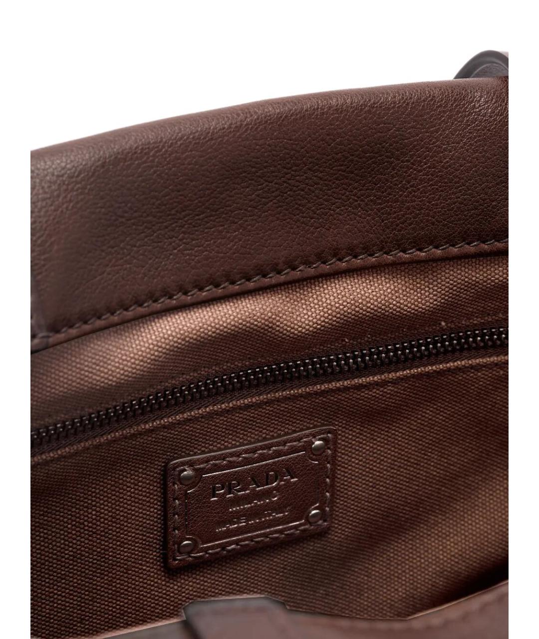 PRADA Коричневая кожаная сумка тоут, фото 5