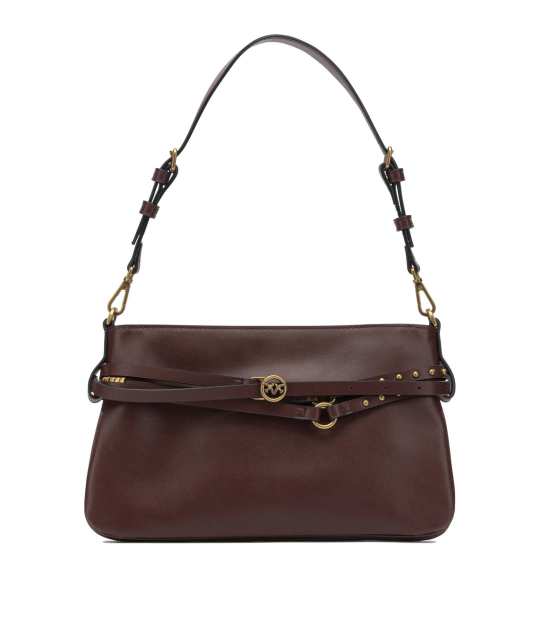 PINKO Бордовая кожаная сумка через плечо, фото 1