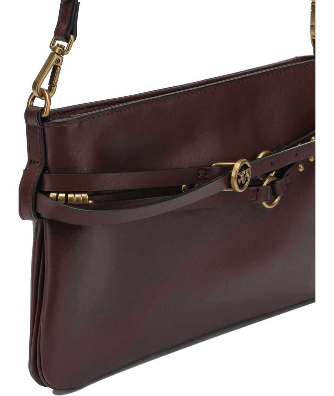 PINKO Бордовая кожаная сумка через плечо, фото 4