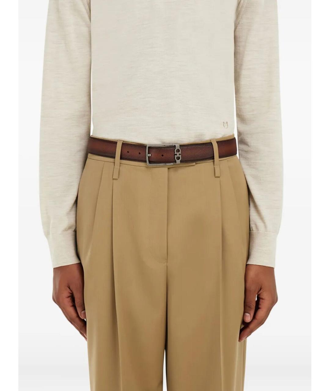 FERRAGAMO Коричневый кожаный ремень, фото 2