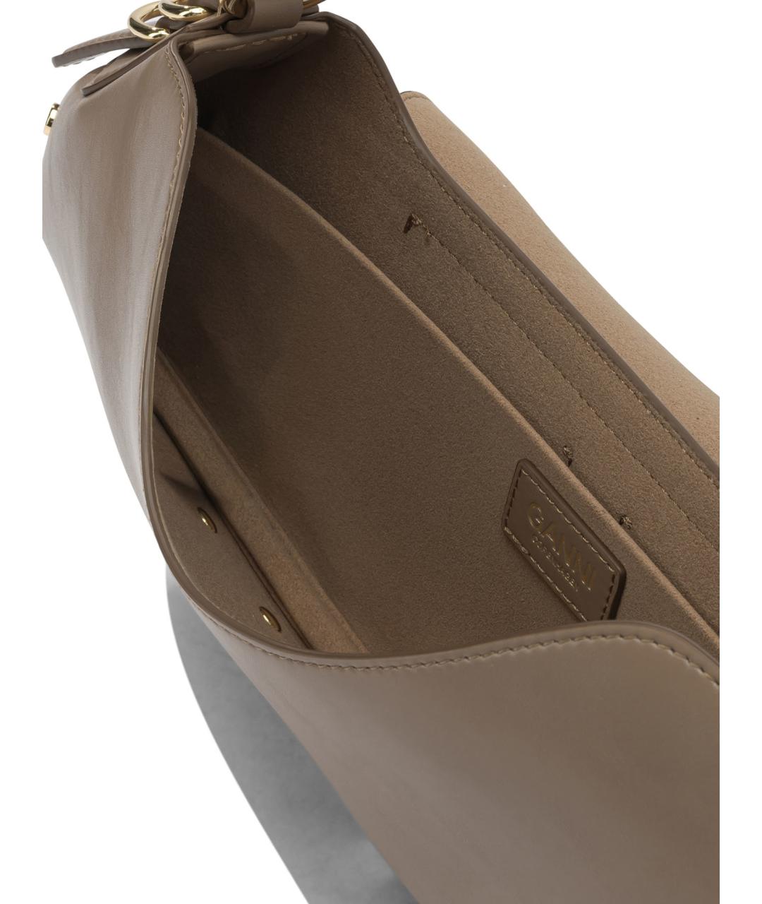 GANNI Коричневая кожаная сумка через плечо, фото 5