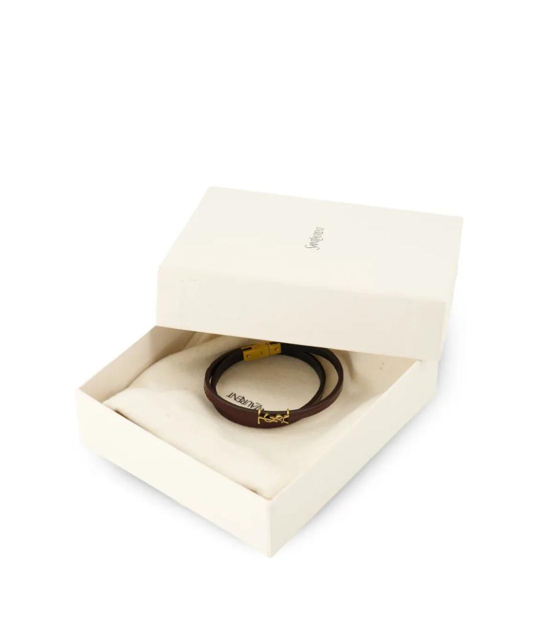 SAINT LAURENT Красный кожаный браслет, фото 4