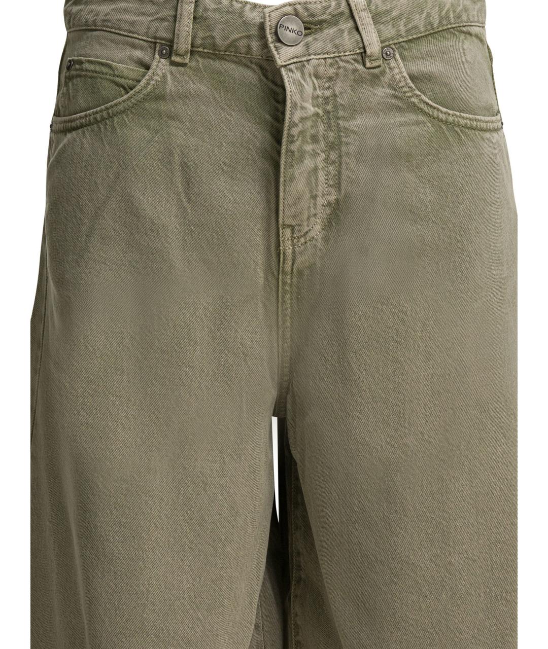 PINKO Зеленые хлопковые прямые джинсы, фото 3