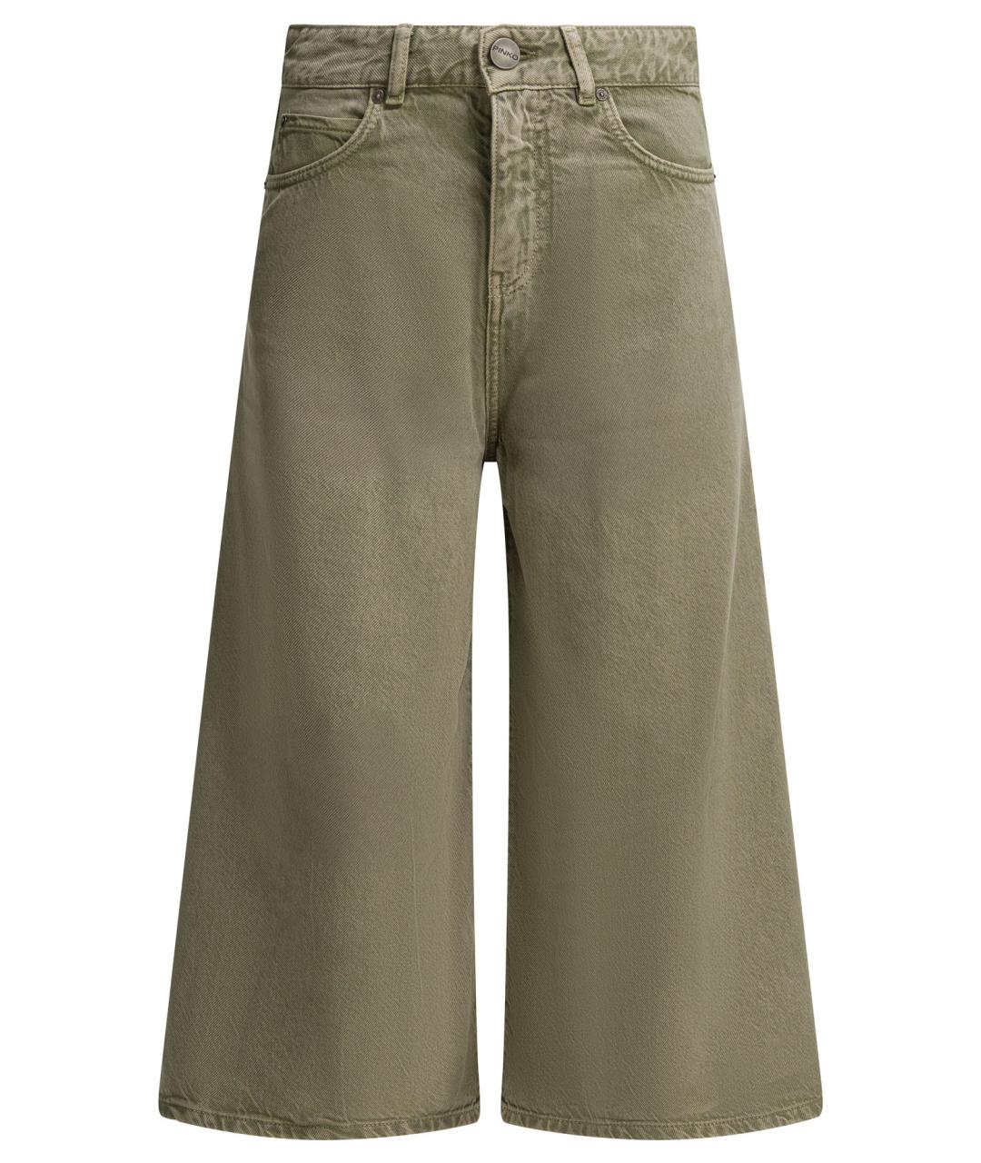 PINKO Зеленые хлопковые прямые джинсы, фото 1