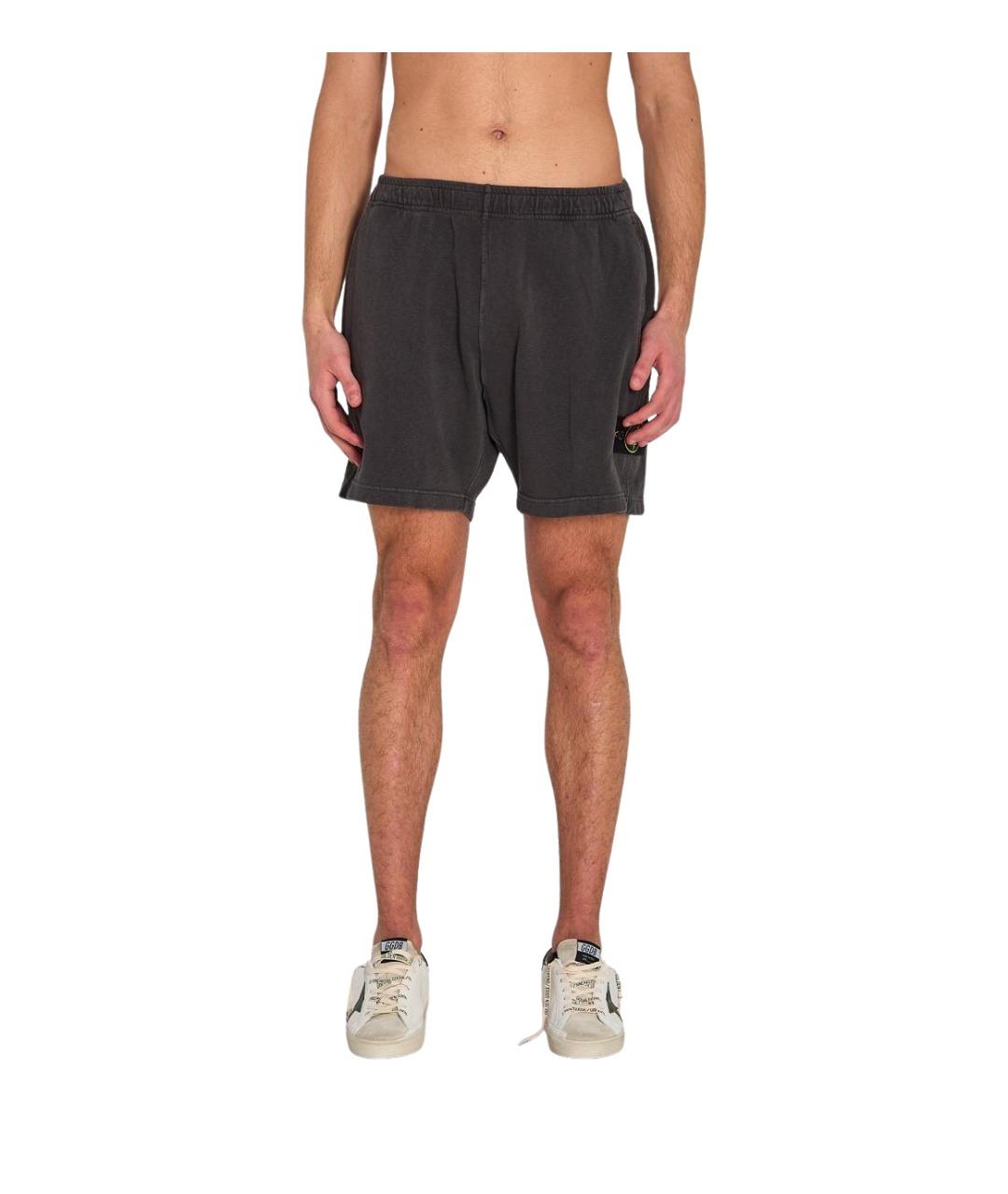 STONE ISLAND Черные хлопковые шорты, фото 1