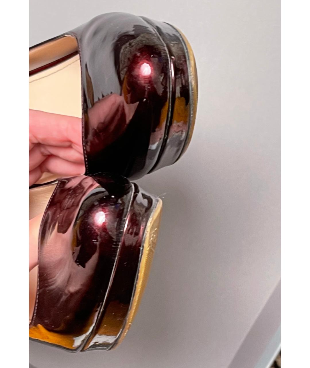 PRADA Бордовые туфли из лакированной кожи, фото 6