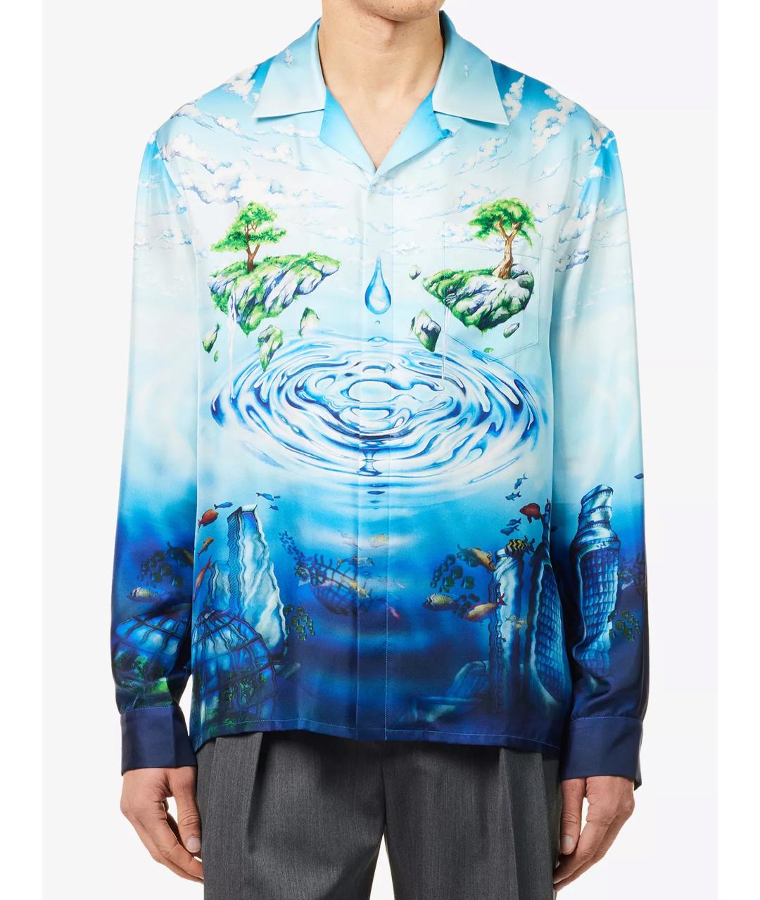 CASABLANCA Синяя шелковая кэжуал рубашка, фото 2