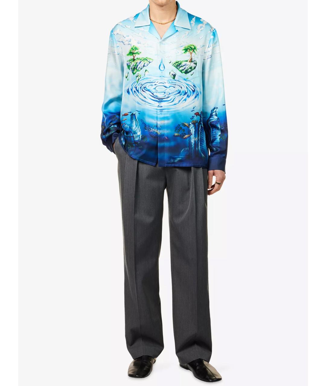 CASABLANCA Синяя шелковая кэжуал рубашка, фото 5