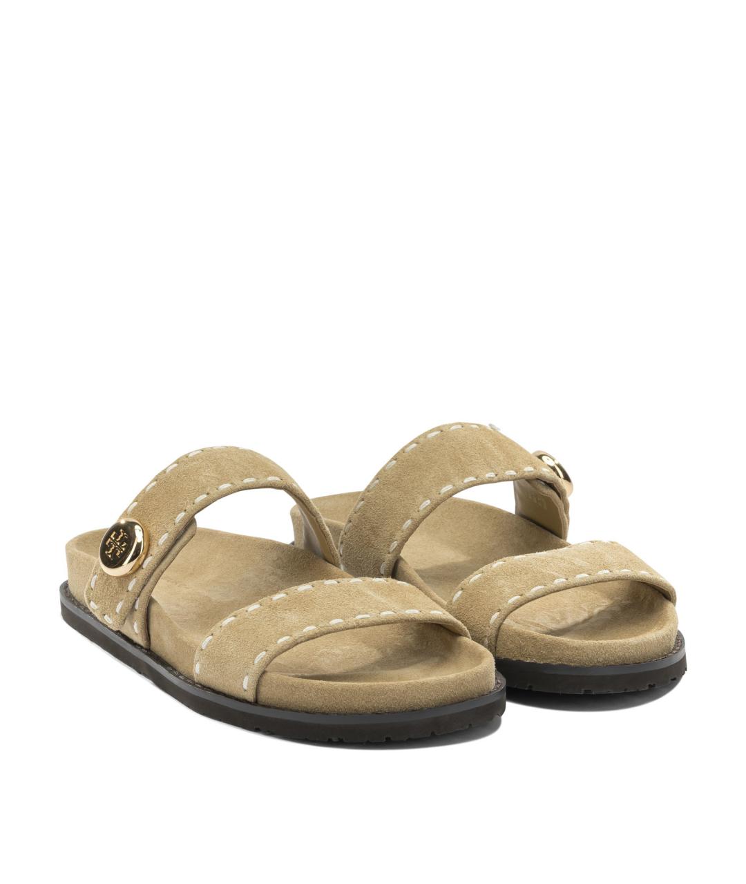 TORY BURCH Бежевые замшевые сандалии, фото 2