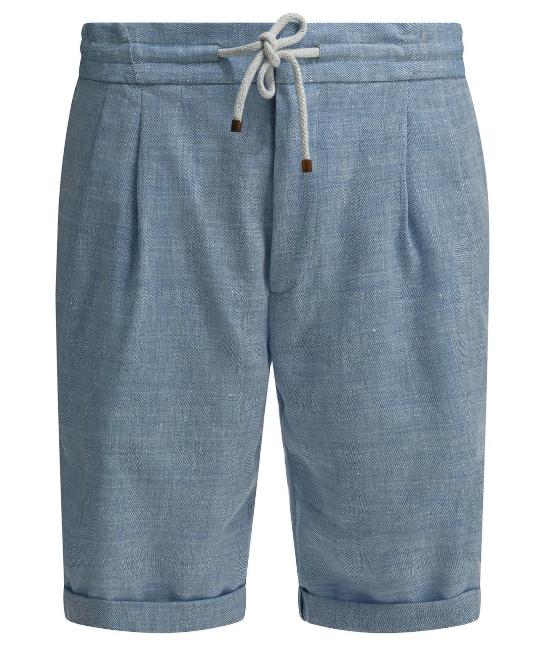 BRUNELLO CUCINELLI Голубые льняные шорты, фото 1