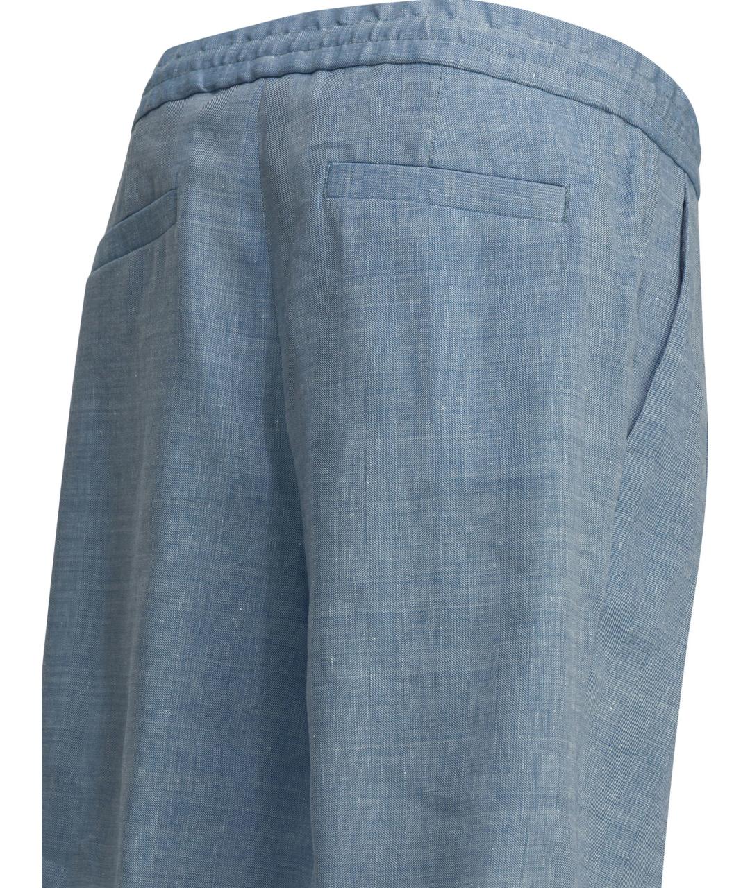 BRUNELLO CUCINELLI Голубые льняные шорты, фото 4