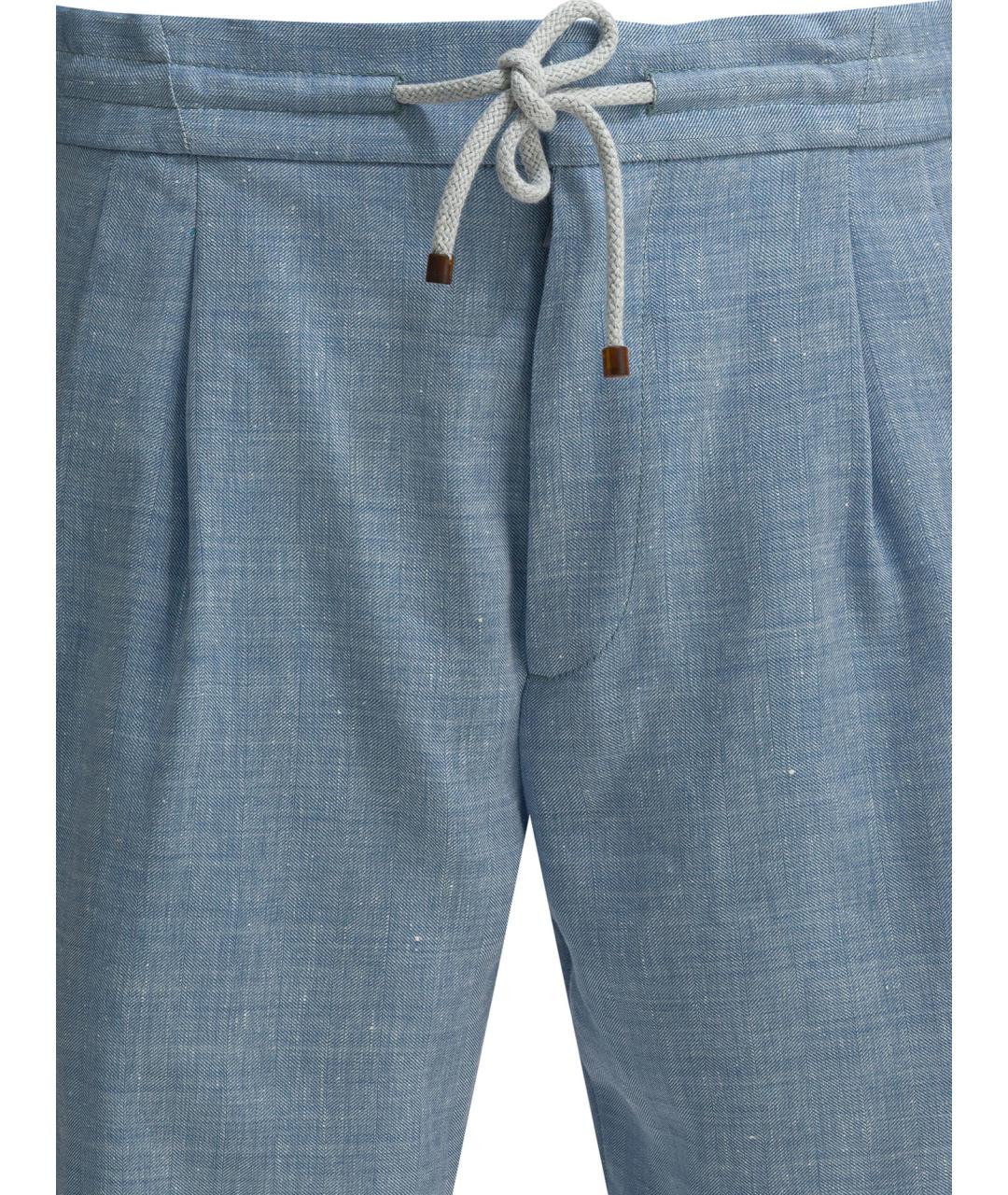 BRUNELLO CUCINELLI Голубые льняные шорты, фото 3