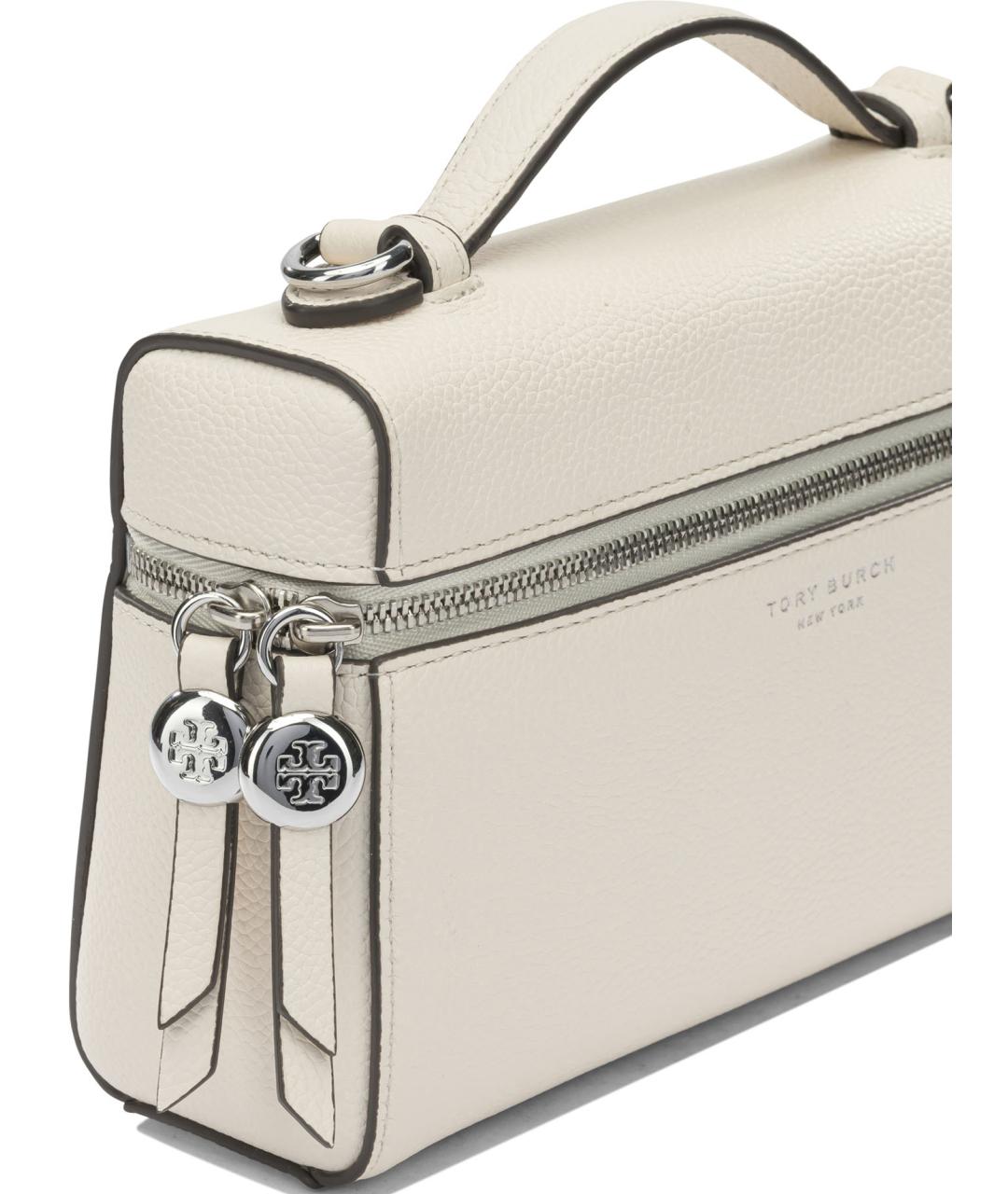 TORY BURCH Белая кожаная сумка с короткими ручками, фото 4