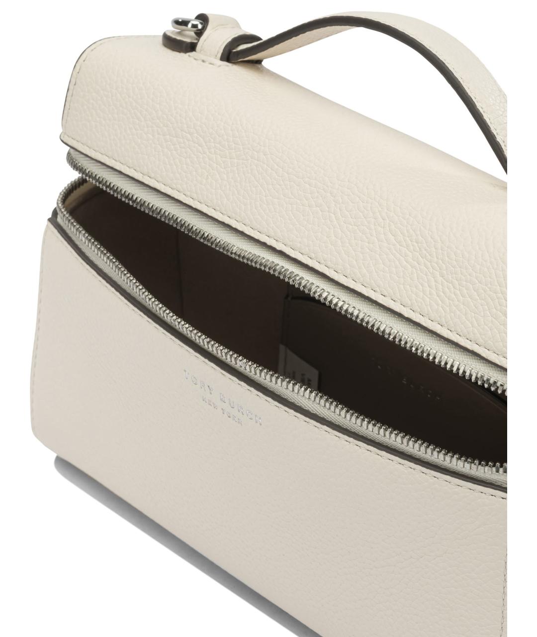 TORY BURCH Белая кожаная сумка с короткими ручками, фото 5