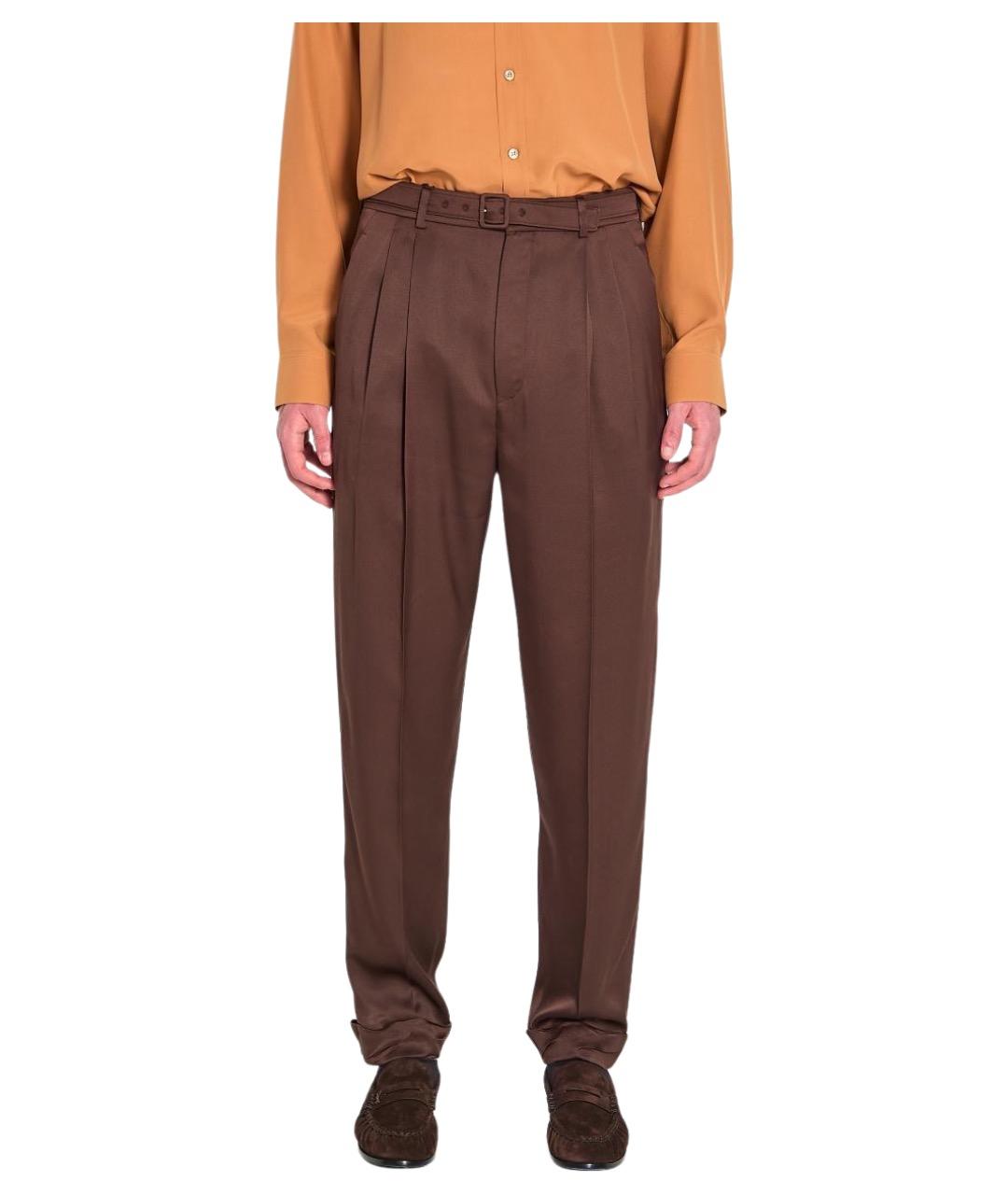 SAINT LAURENT Коричневые повседневные брюки, фото 1