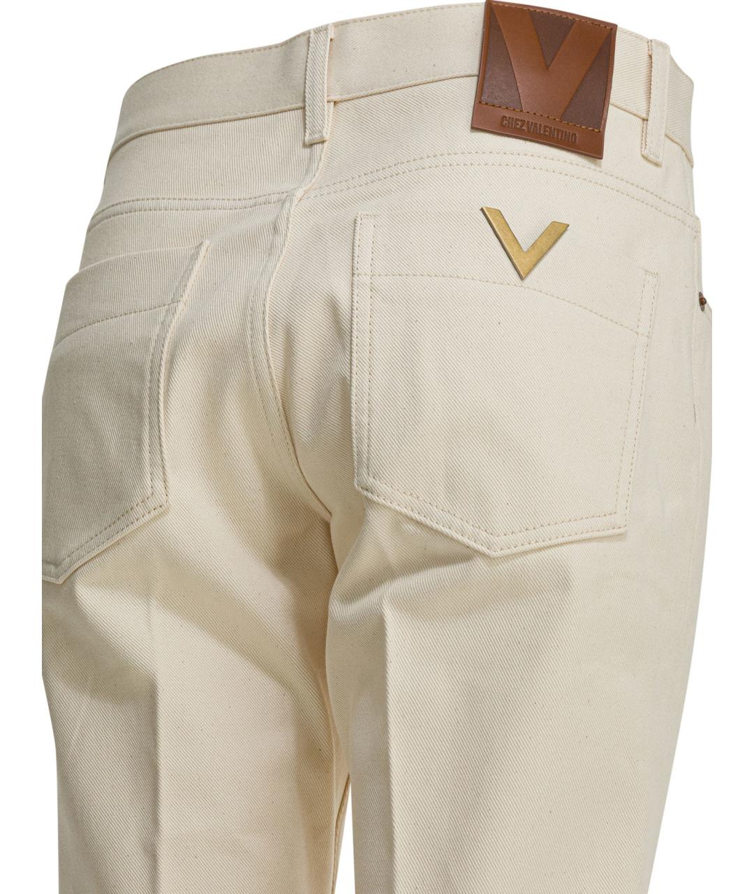 VALENTINO Белые хлопковые прямые джинсы, фото 4