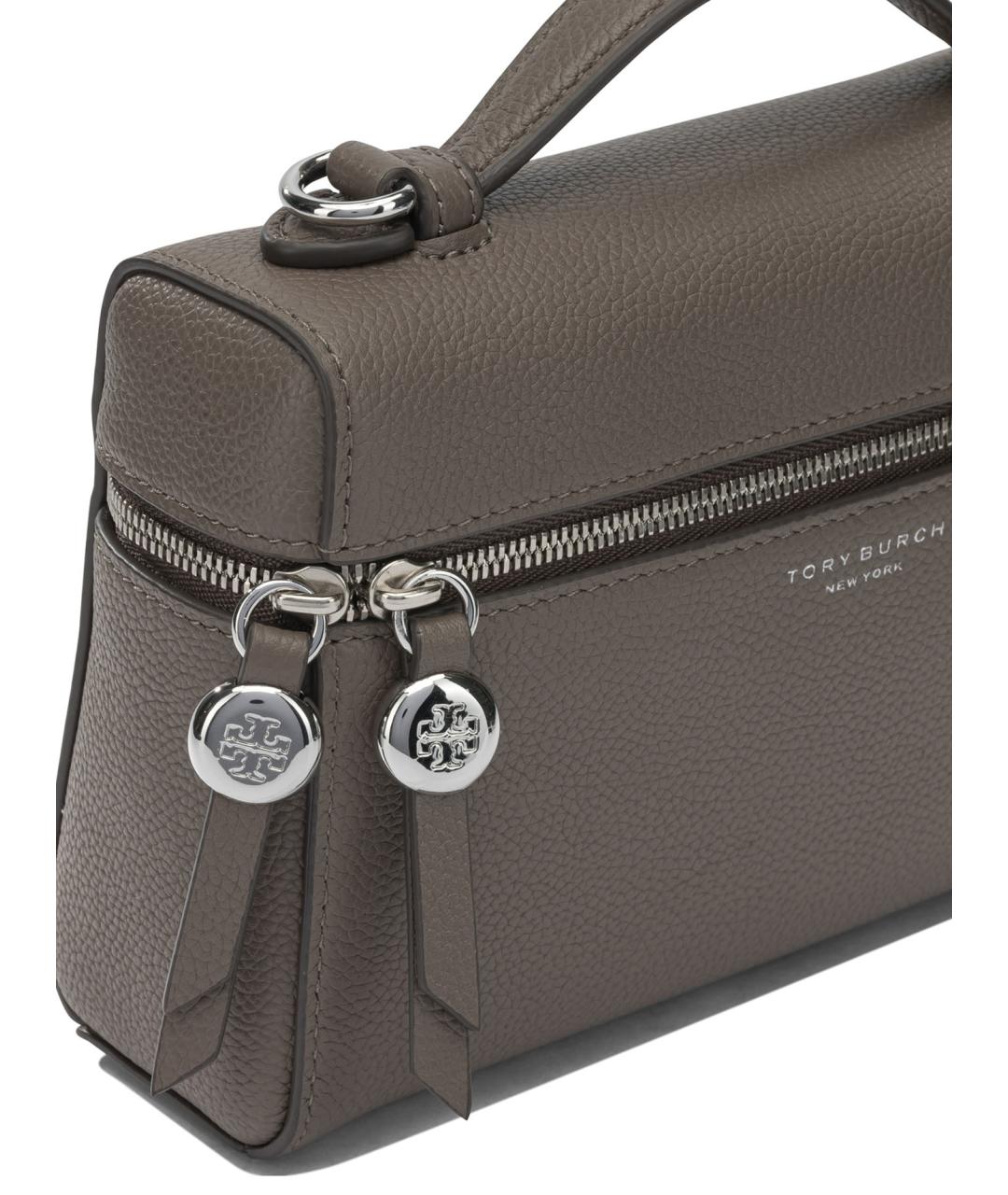 TORY BURCH Коричневая кожаная сумка с короткими ручками, фото 4