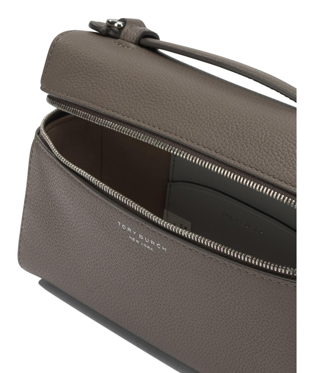 TORY BURCH Коричневая кожаная сумка с короткими ручками, фото 5