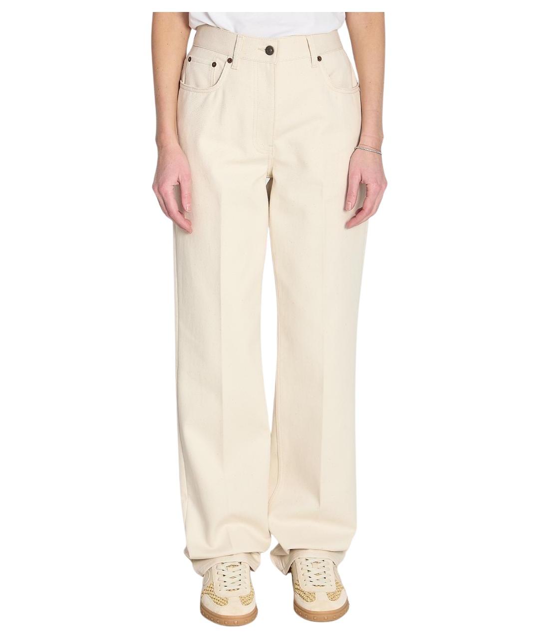 VALENTINO Бежевые хлопковые прямые джинсы, фото 1