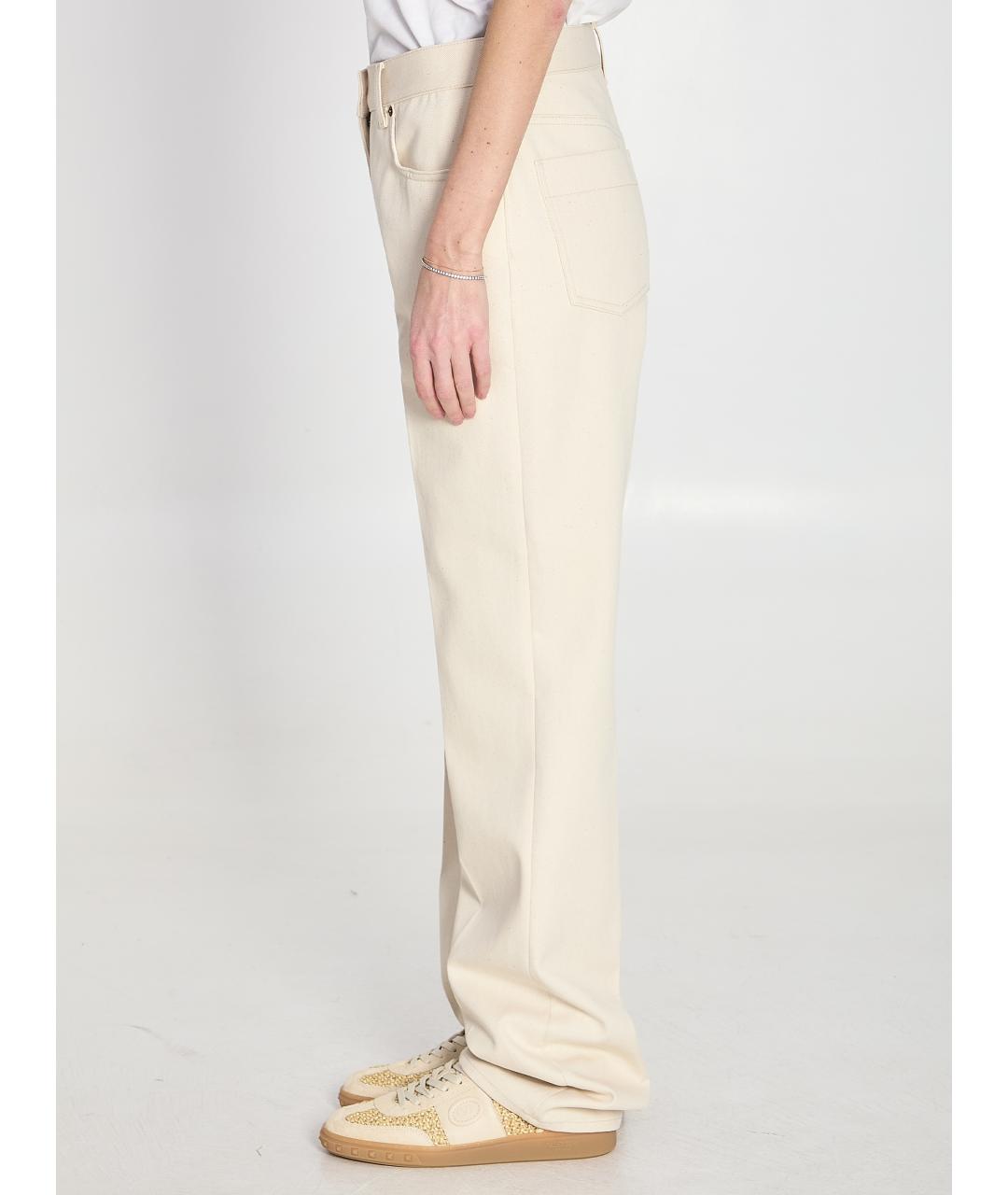 VALENTINO Бежевые хлопковые прямые джинсы, фото 3