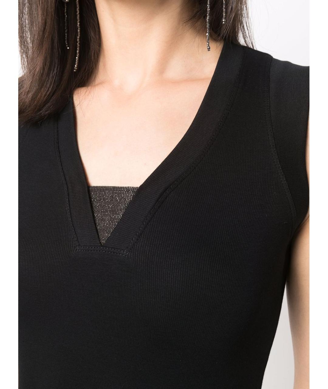 BRUNELLO CUCINELLI Черная хлопковая майка, фото 5