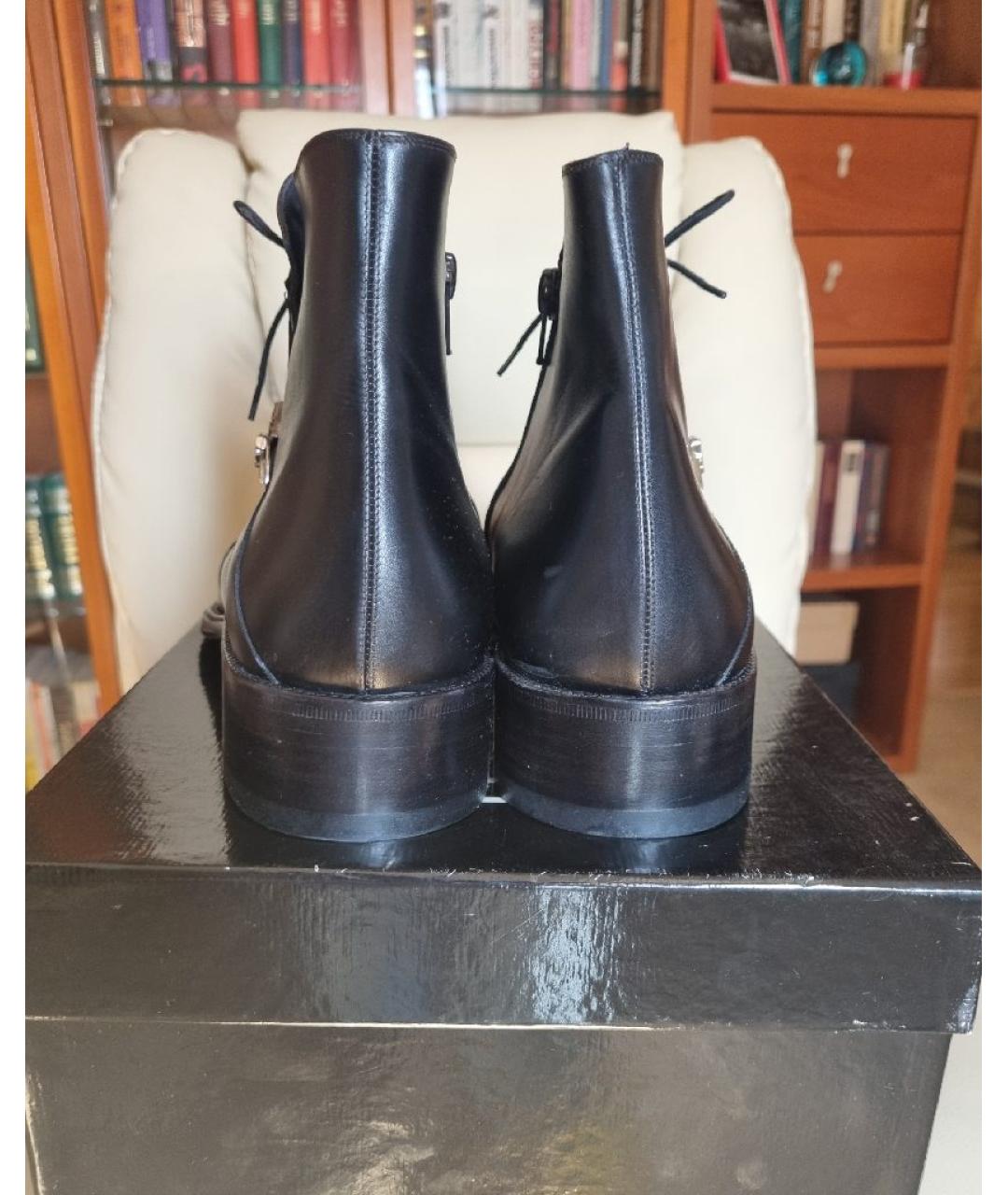 CESARE PACIOTTI Черные кожаные высокие ботинки, фото 4