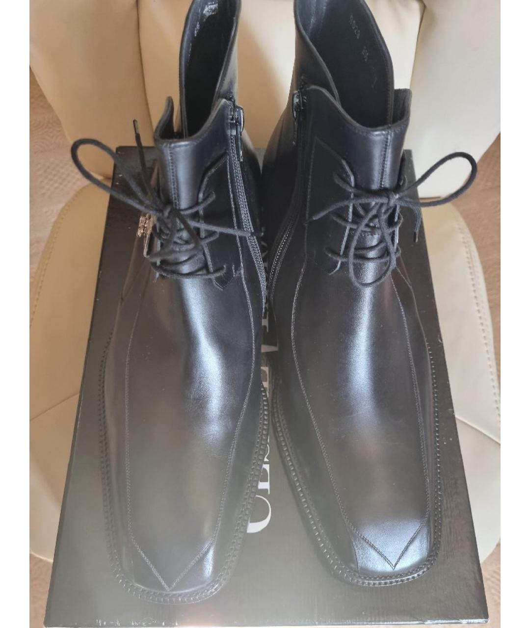 CESARE PACIOTTI Черные кожаные высокие ботинки, фото 3