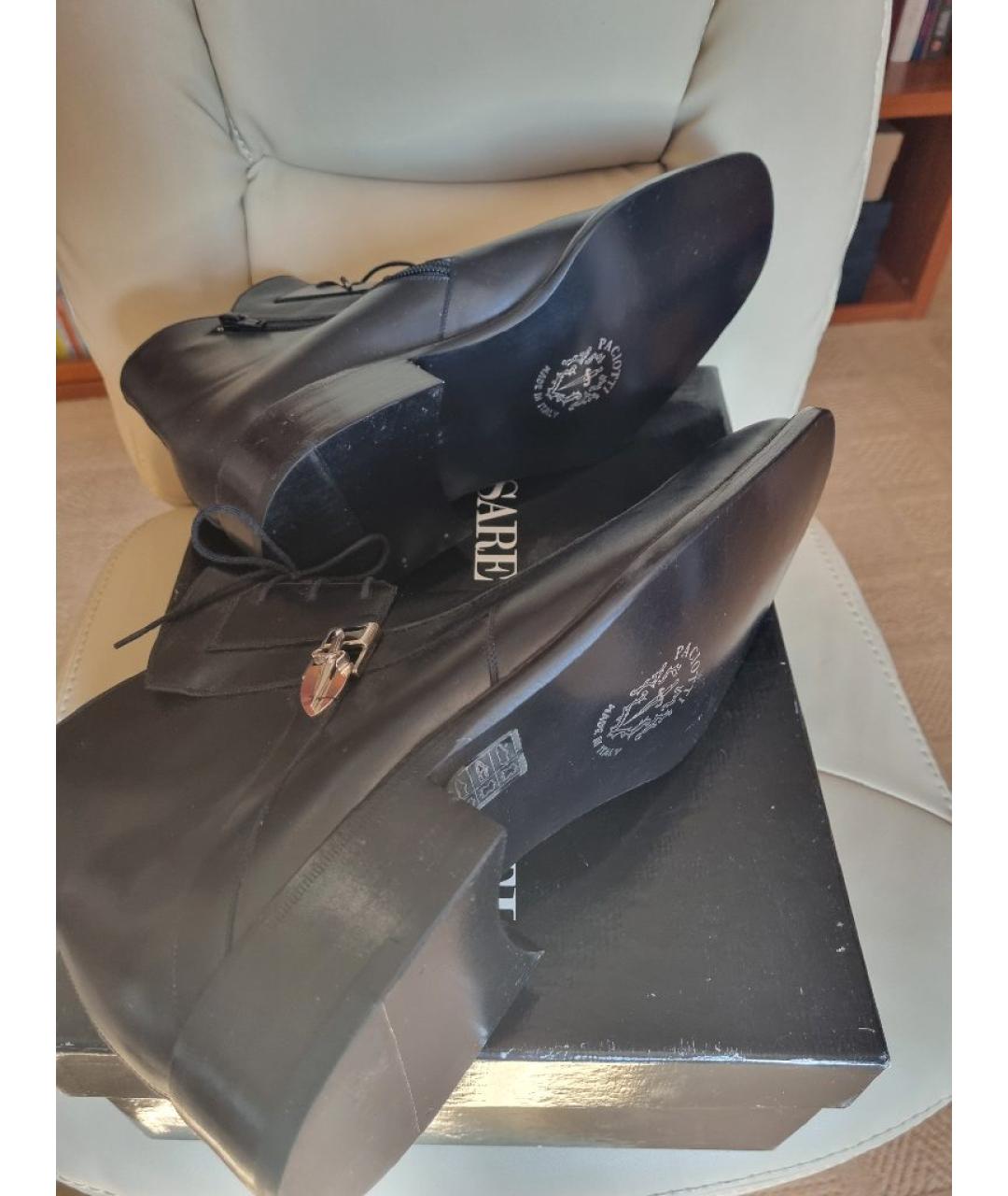 CESARE PACIOTTI Черные кожаные высокие ботинки, фото 5