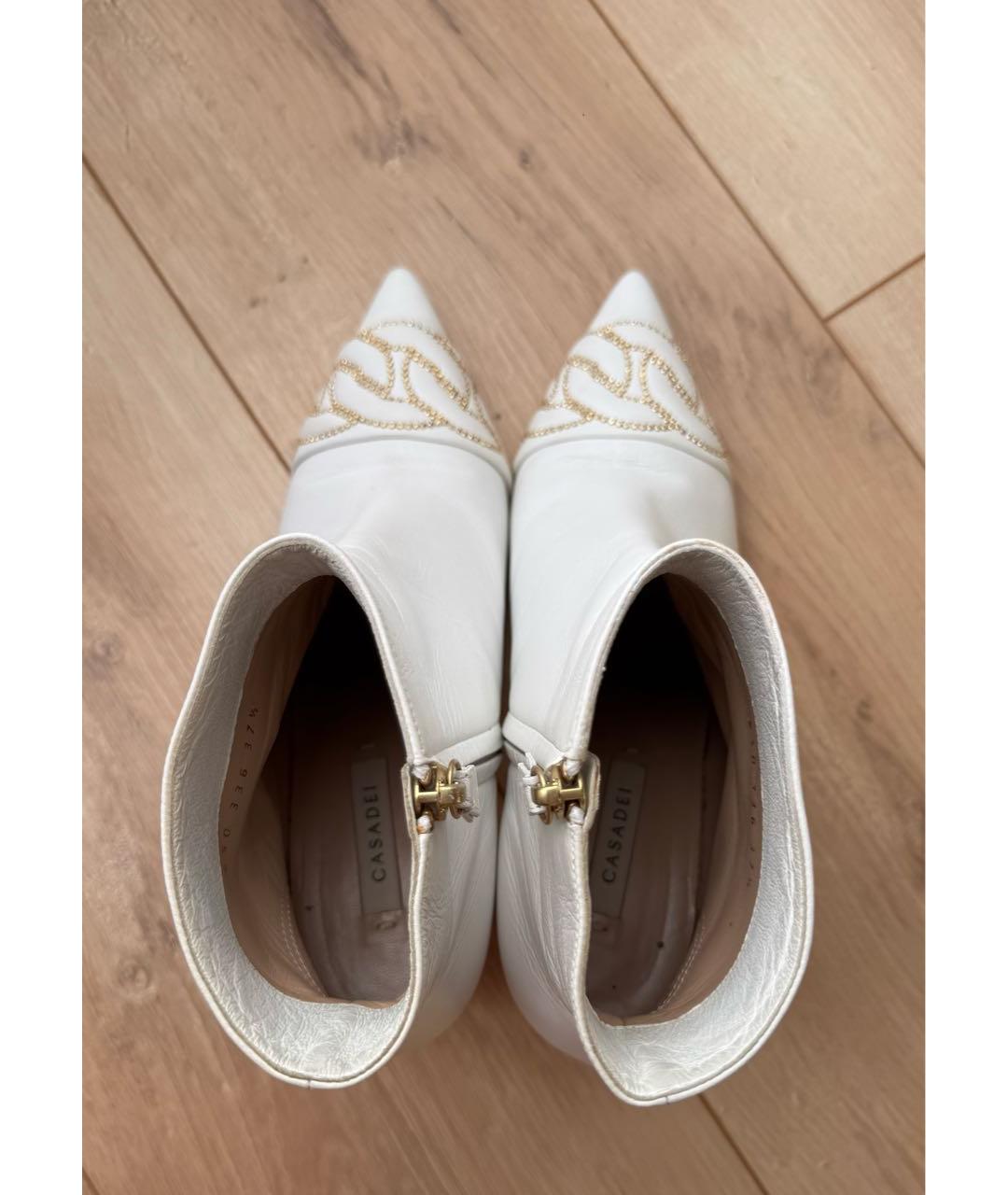 CASADEI Белые кожаные ботильоны, фото 3