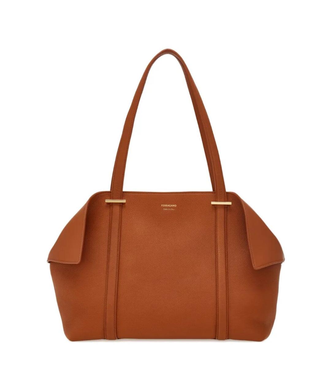 FERRAGAMO Коричневая кожаная сумка тоут, фото 1