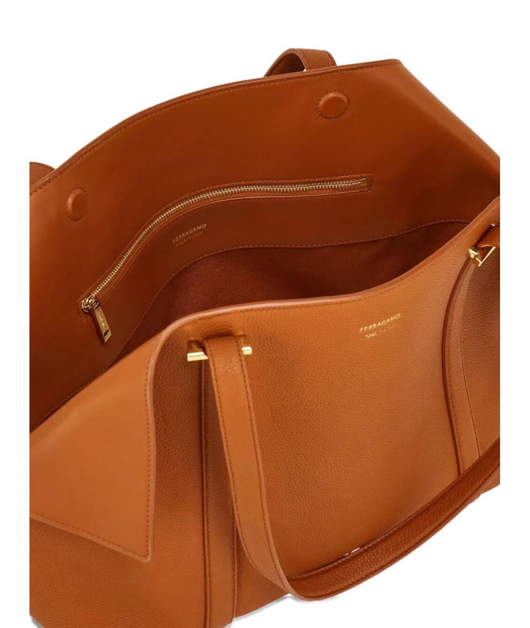 FERRAGAMO Коричневая кожаная сумка тоут, фото 4