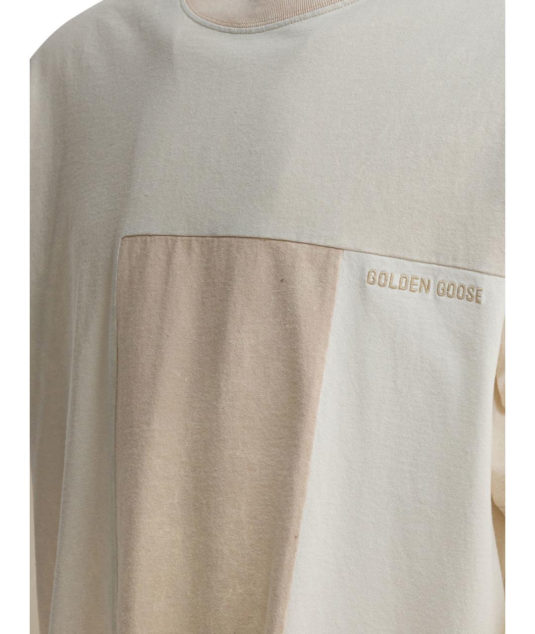 GOLDEN GOOSE DELUXE BRAND Бежевая хлопковая футболка, фото 4