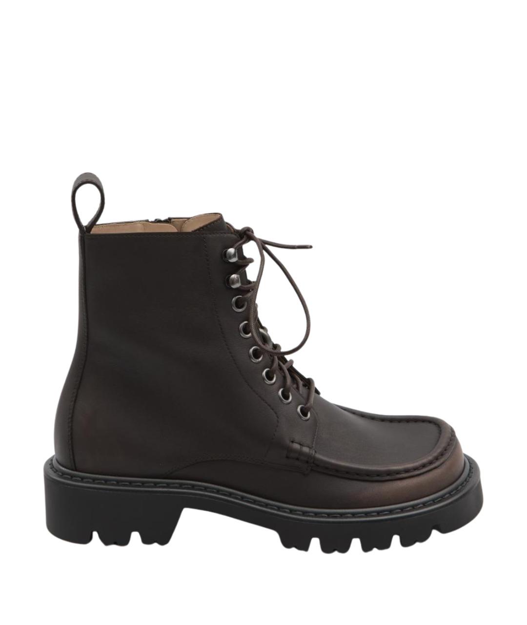 LOEWE Коричневые кожаные высокие ботинки, фото 1