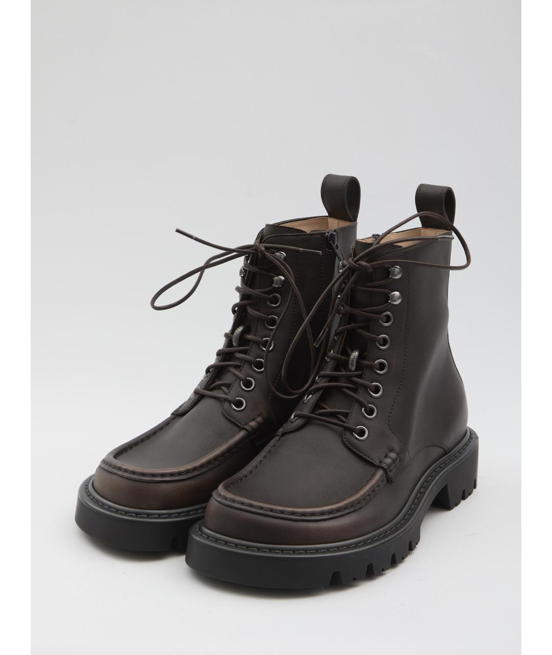 LOEWE Коричневые кожаные высокие ботинки, фото 2