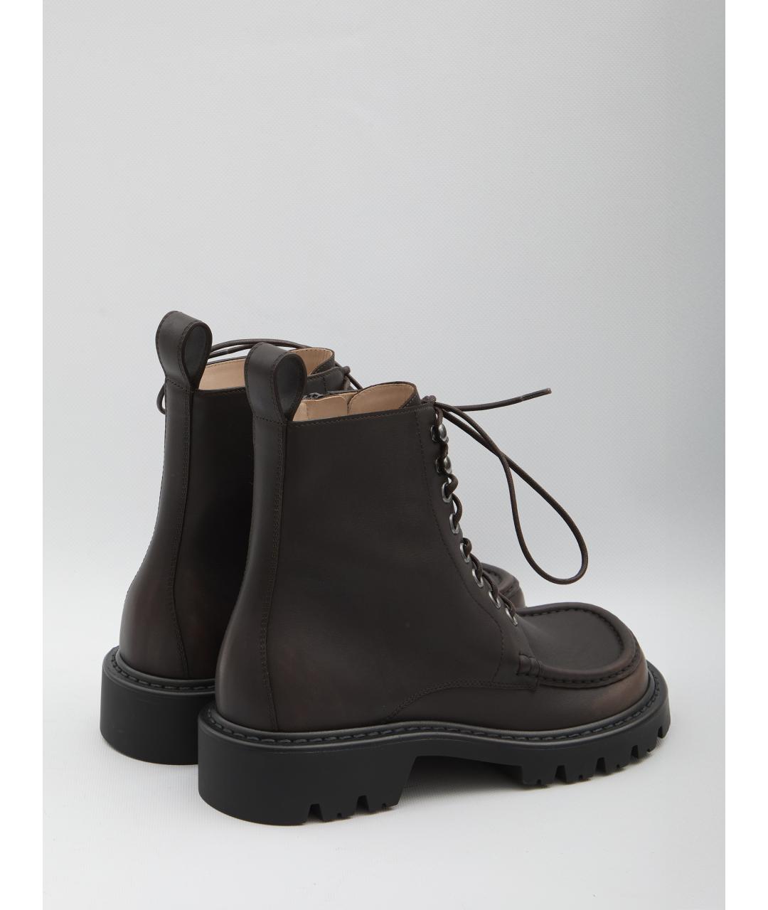 LOEWE Коричневые кожаные высокие ботинки, фото 3