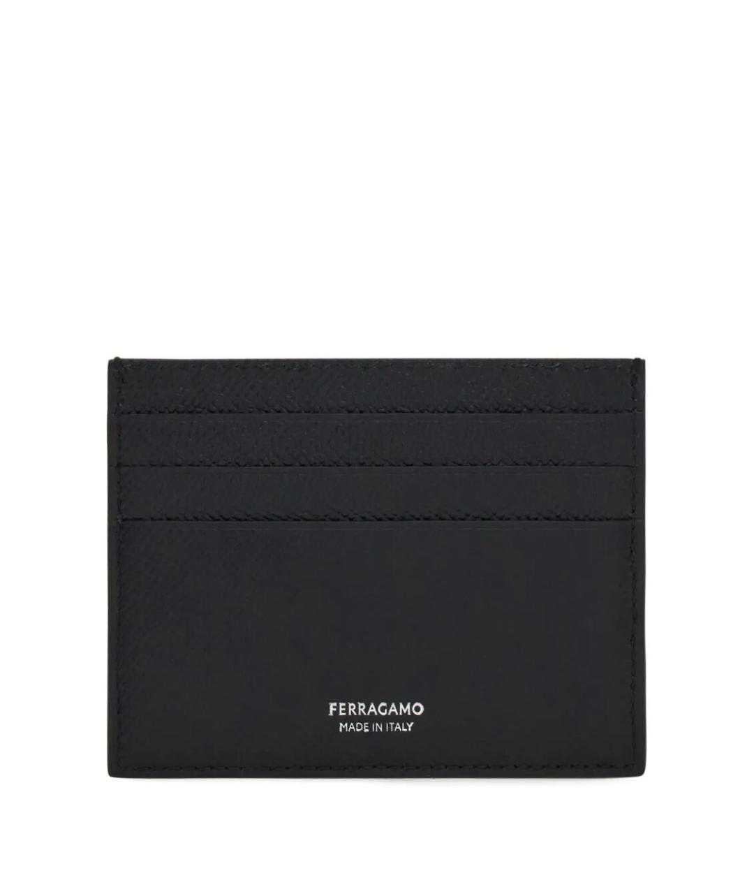 FERRAGAMO Черный кожаный кардхолдер, фото 2