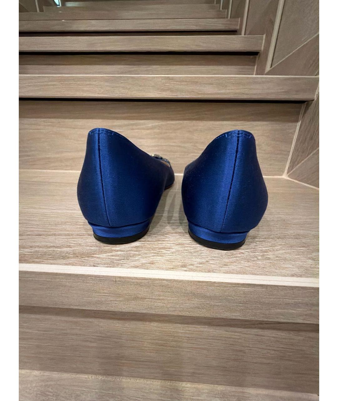 MANOLO BLAHNIK Синие текстильные балетки, фото 4