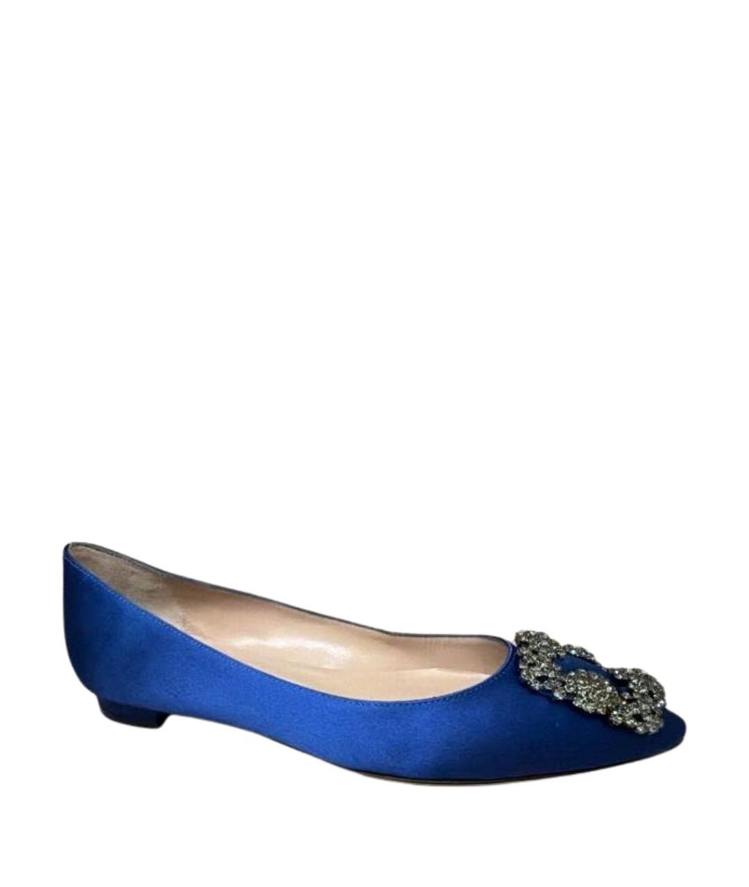 MANOLO BLAHNIK Синие текстильные балетки, фото 1