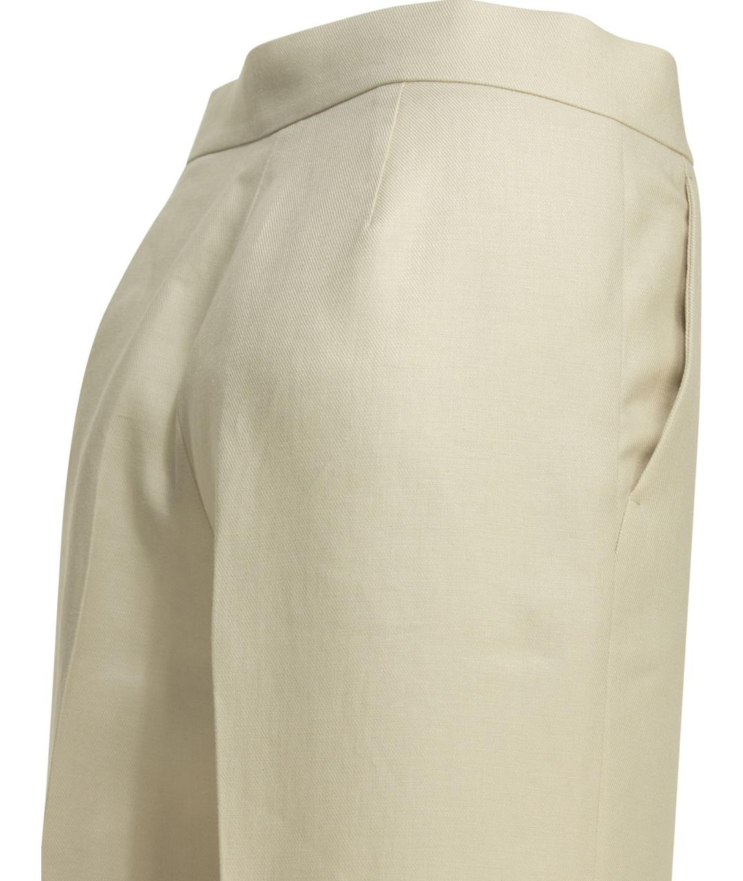 MAX MARA Бежевые льняные прямые брюки, фото 4