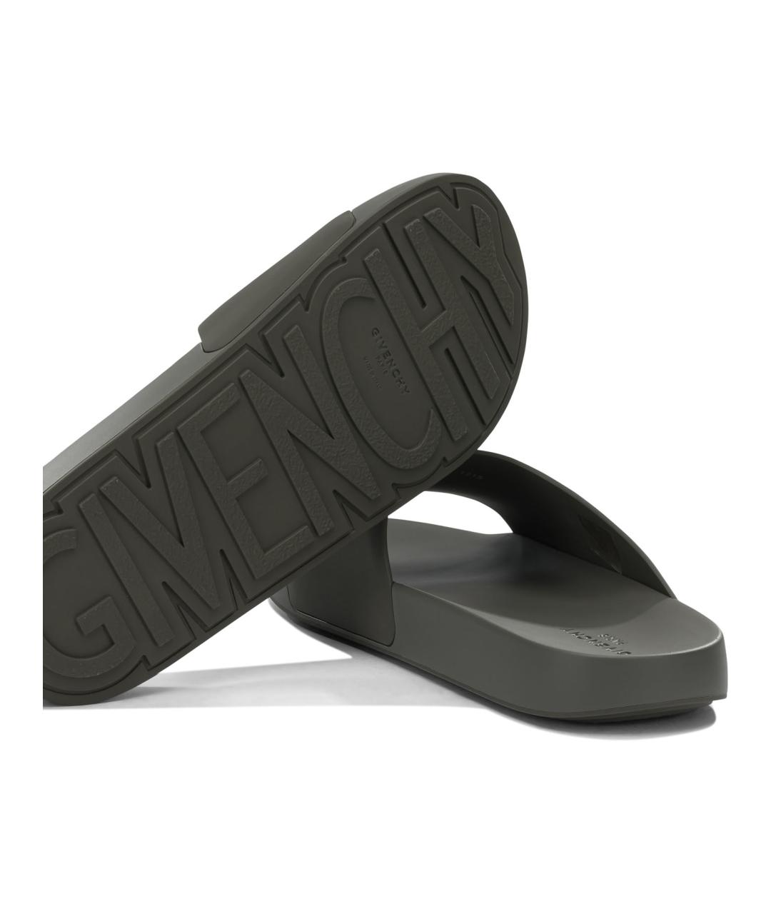 GIVENCHY Зеленые синтетические шлепанцы, фото 5