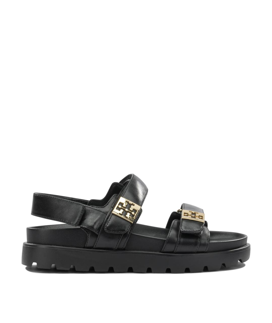 TORY BURCH Черные кожаные сандалии, фото 1