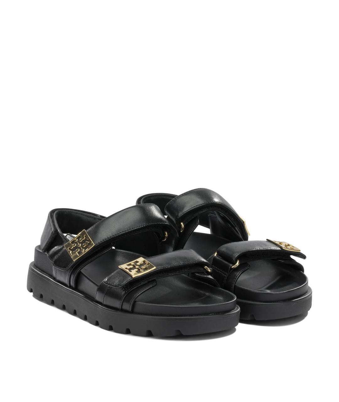 TORY BURCH Черные кожаные сандалии, фото 2
